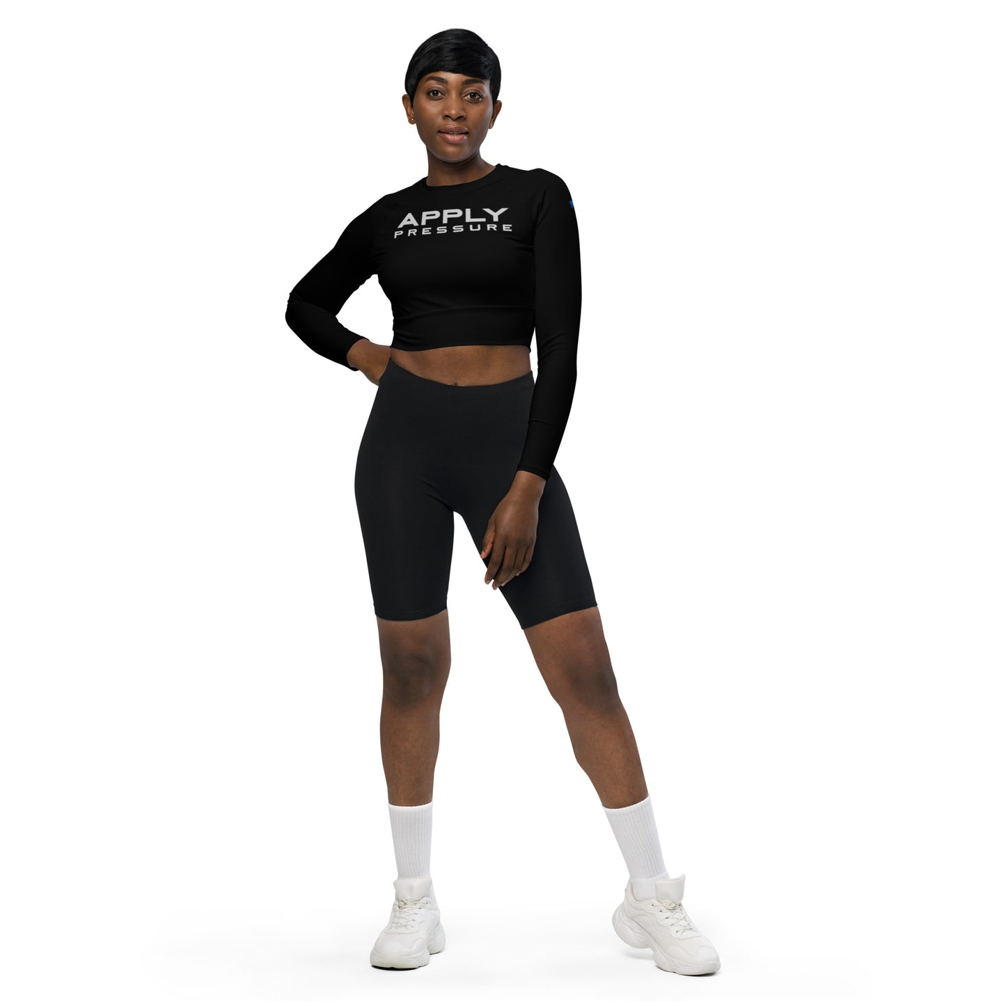 "Shatter Your Limitations" long-sleeve crop top - Apply Pressure Fitness